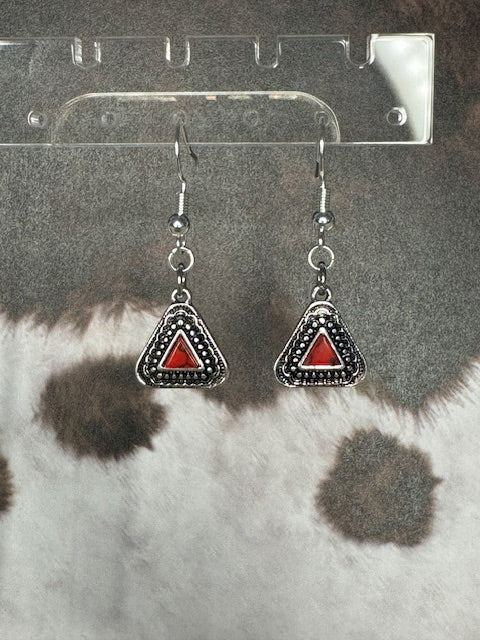 Red Marble Earrings