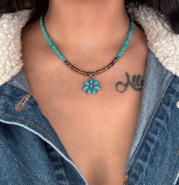 Western Squash Blossom Choker Necklace