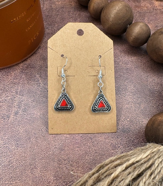Red Marble Earrings