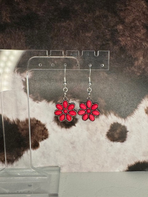 Pink Squash Blossom Flower Earrings