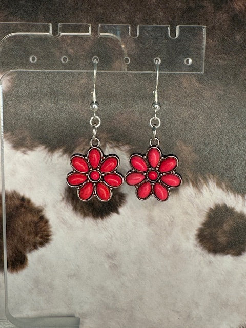 Pink Squash Blossom Flower Earrings