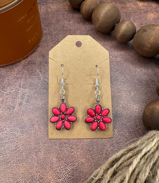 Pink Squash Blossom Flower Earrings