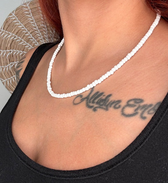 Matte White Beaded Choker