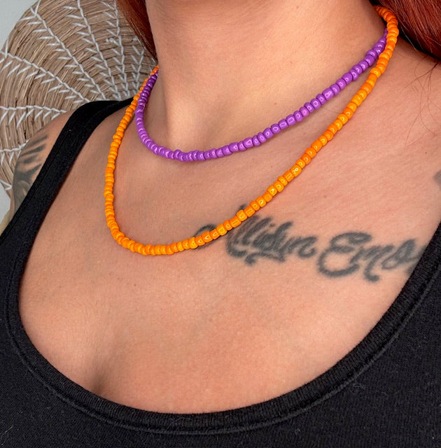 Orange and Purple Beaded Choker