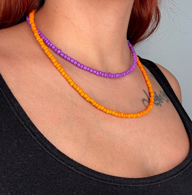 Orange and Purple Beaded Choker