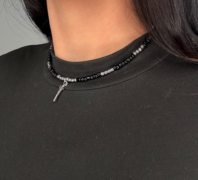 Gunmetal & Lead Choker Necklace