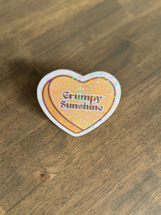 Grumpy Sunshine Candy Heart Sticker