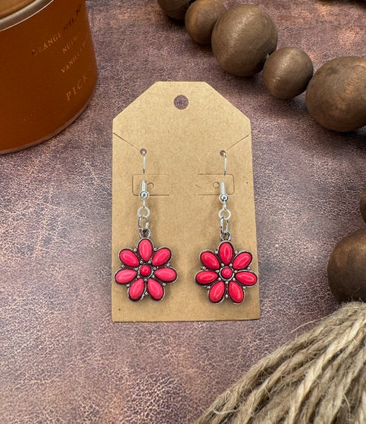 Pink Squash Blossom Flower Earrings