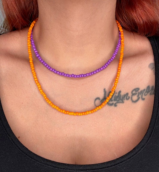 Orange and Purple Beaded Choker